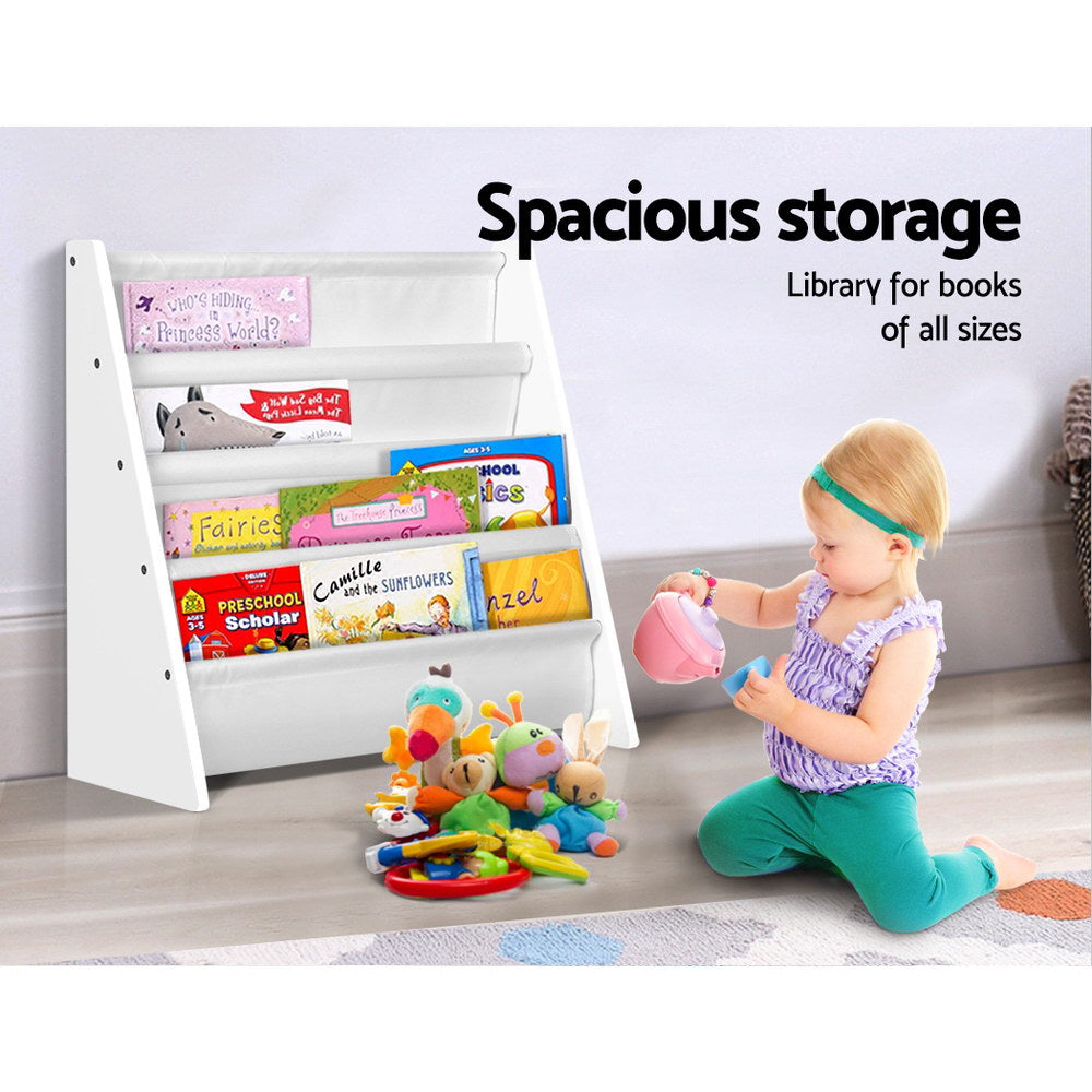 - 4-Tier Kids Bookshelf | Magazine Shelf & Bookcase Organizer – White Keezi Baby & Kids > Kid's Furniture > Kid's Bookcases & Shelves