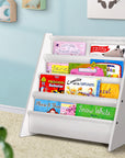 - 4-Tier Kids Bookshelf | Magazine Shelf & Bookcase Organizer – White Keezi Baby & Kids > Kid's Furniture > Kid's Bookcases & Shelves