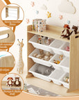 - Kids Toy Box Organiser with 9 Storage Bins – White & Wooden Keezi Kids Baby & Kids > Kid's Furniture > Toy Boxes