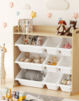 - Kids Toy Box Organiser with 9 Storage Bins – White & Wooden Keezi Kids Baby & Kids > Kid's Furniture > Toy Boxes