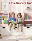 - Kids Bookshelf & Storage Unit with Reading Bench – Pink & White Baby Stork Baby & Kids > Kid's Furniture > Kid's Bookcases & Shelves
