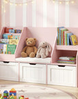 - Kids Bookshelf & Storage Unit with Reading Bench – Pink & White Baby Stork Baby & Kids > Kid's Furniture > Kid's Bookcases & Shelves