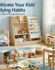 - Bookshelf with Sling, Drawer & Open Shelves | Wooden Storage Organiser for Playroom Baby Stork Baby & Kids > Kid's Furniture > Kid's Bookcases & Shelves