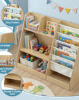 - Bookshelf with Sling, Drawer & Open Shelves | Wooden Storage Organiser for Playroom Baby Stork Baby & Kids > Kid's Furniture > Kid's Bookcases & Shelves