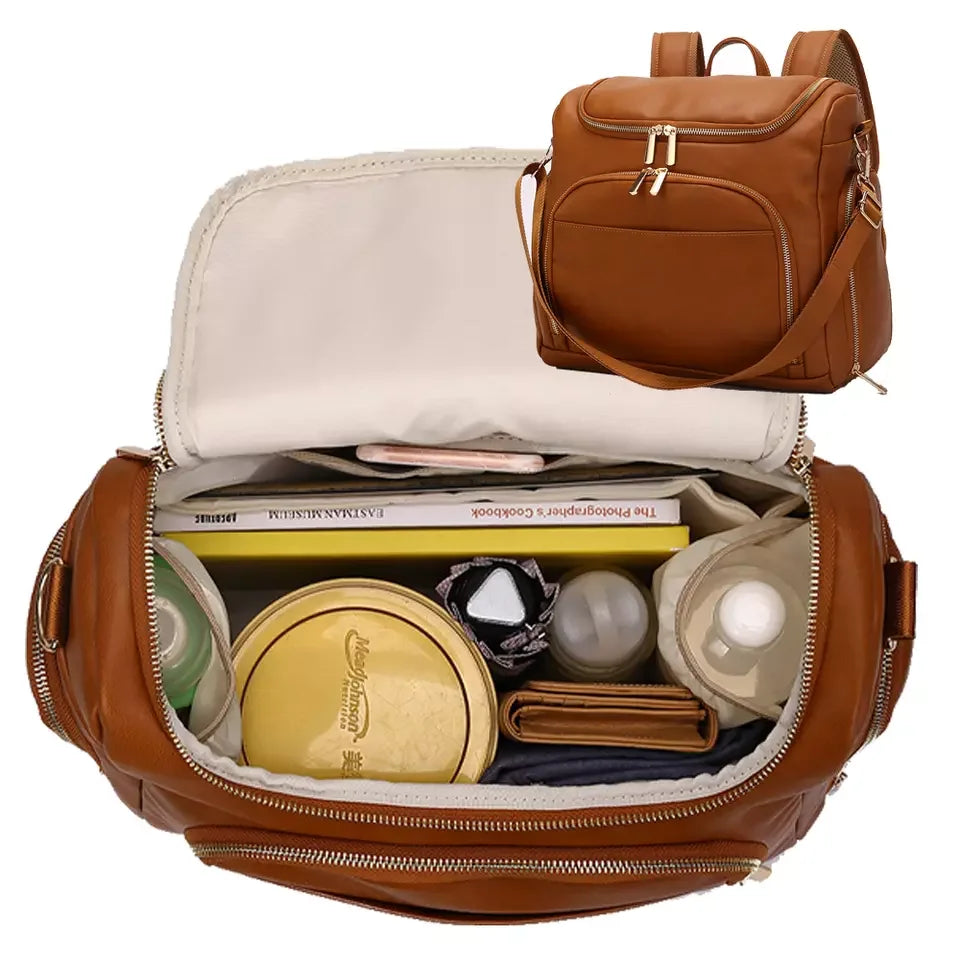 - Luxury Compact Vegan Leather Diaper Bag Baby Stork