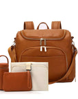 Brown - Luxury Compact Vegan Leather Diaper Bag Baby Stork