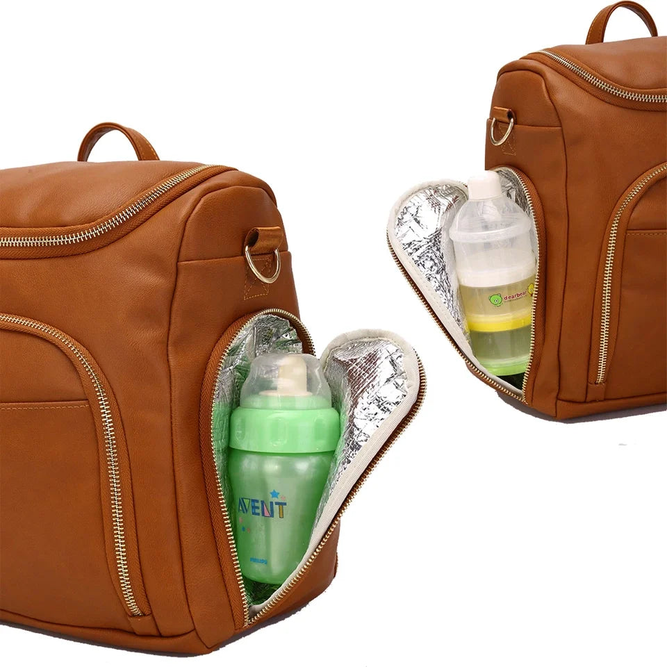 - Luxury Compact Vegan Leather Diaper Bag Baby Stork