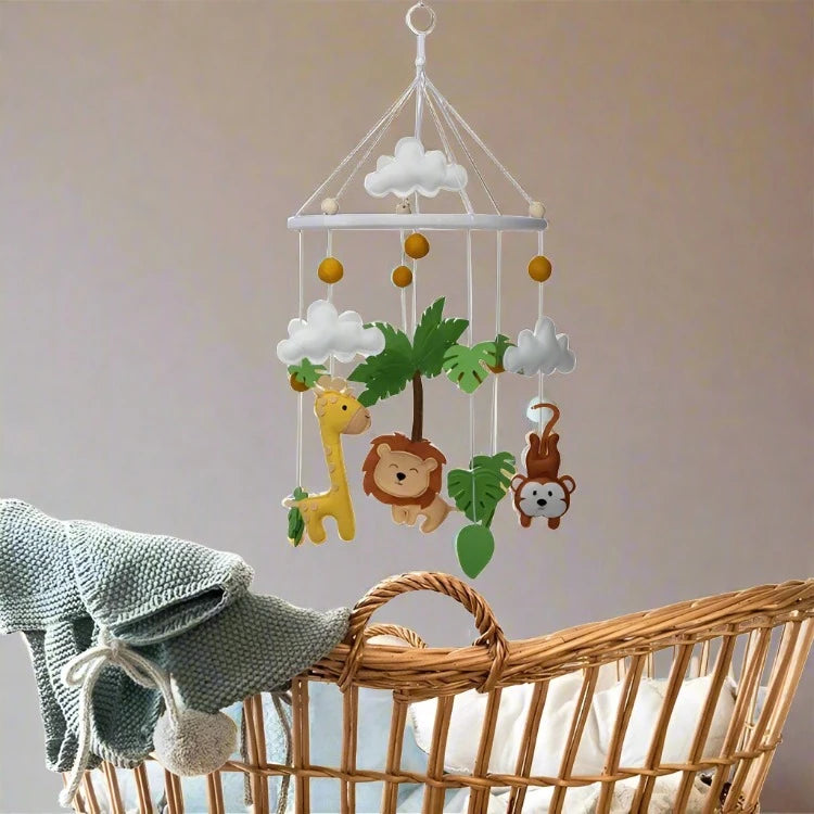 Handmade Safari Nursery Mobile Premium Felt Animal Baby Mobile Baby Stork