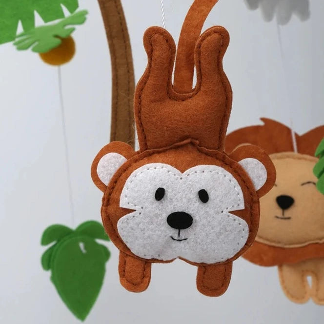 Handmade Safari Nursery Mobile Premium Felt Animal Baby Mobile Baby Stork