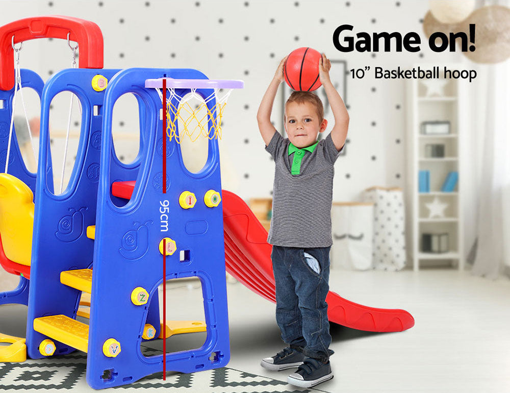 Kids 3-in-1 Slide & Swing Playset with Basketball Hoop | Indoor & Outdoor Playground