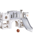 - Keezi Kids Slide Play Centre with Ball Hoop - Grey & White KINGSTON Baby & Kids > Baby & Kid's Toys > Outdoor Play Equipment