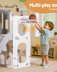 - Keezi Kids Slide Play Centre with Ball Hoop - Grey & White KINGSTON Baby & Kids > Baby & Kid's Toys > Outdoor Play Equipment