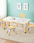 - Kids Height Adjustable Table with 4 Chairs | Yellow and White Keezi Baby & Kids > Kid's Furniture > Kid's Tables, Chairs & Seats