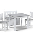 - Kids Activity Table Set with Chairs and Storage Bench | White and Grey Baby Stork Baby & Kids > Kid's Furniture > Kid's Tables, Chairs & Seats