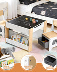 - Toddler Reversible Activity Table and Chair Set with Storage | White and Natural Baby Stork Baby & Kids > Kid's Furniture > Kid's Tables, Chairs & Seats