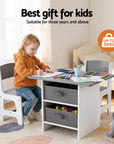 - Kids Table and Chair Set with Storage Drawers | White and Grey Keezi Baby & Kids > Kid's Furniture > Kid's Tables, Chairs & Seats