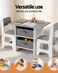 - Kids Table and Chair Set with Storage Drawers | White and Grey Keezi Baby & Kids > Kid's Furniture > Kid's Tables, Chairs & Seats