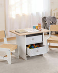 - Kids Table and Chair Set with Storage Drawers | White and Natural Baby Stork Baby & Kids > Kid's Furniture > Kid's Tables, Chairs & Seats