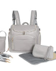 Gray - Luxury Compact Vegan Leather Diaper Bag Baby Stork