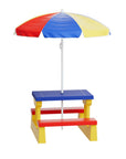 - Keezi Kids Picnic Table & Bench Set with Umbrella - Multicoloured Keezi Baby & Kids > Kid's Furniture > Kid's Tables, Chairs & Seats