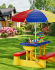- Keezi Kids Picnic Table & Bench Set with Umbrella - Multicoloured Keezi Baby & Kids > Kid's Furniture > Kid's Tables, Chairs & Seats