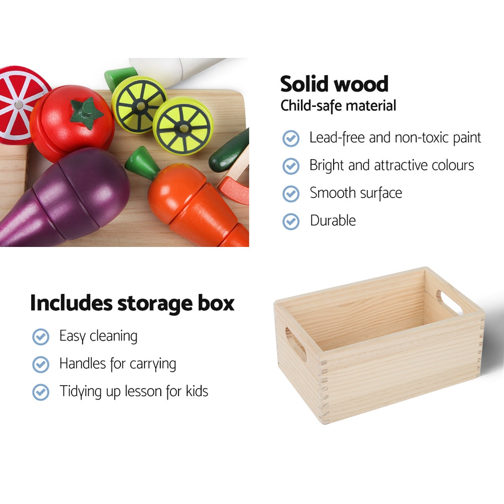- Wooden Kids Kitchen Playset – 29-Piece Pretend Cooking Set with Utensils, Food & Storage Box Keezi Baby & Kids > Baby & Kid's Toys > Pretend Play