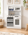 - Keezi Wooden Play Kitchen with Coffee Machine - Black & White Keezi Baby & Kids > Baby & Kid's Toys > Pretend Play