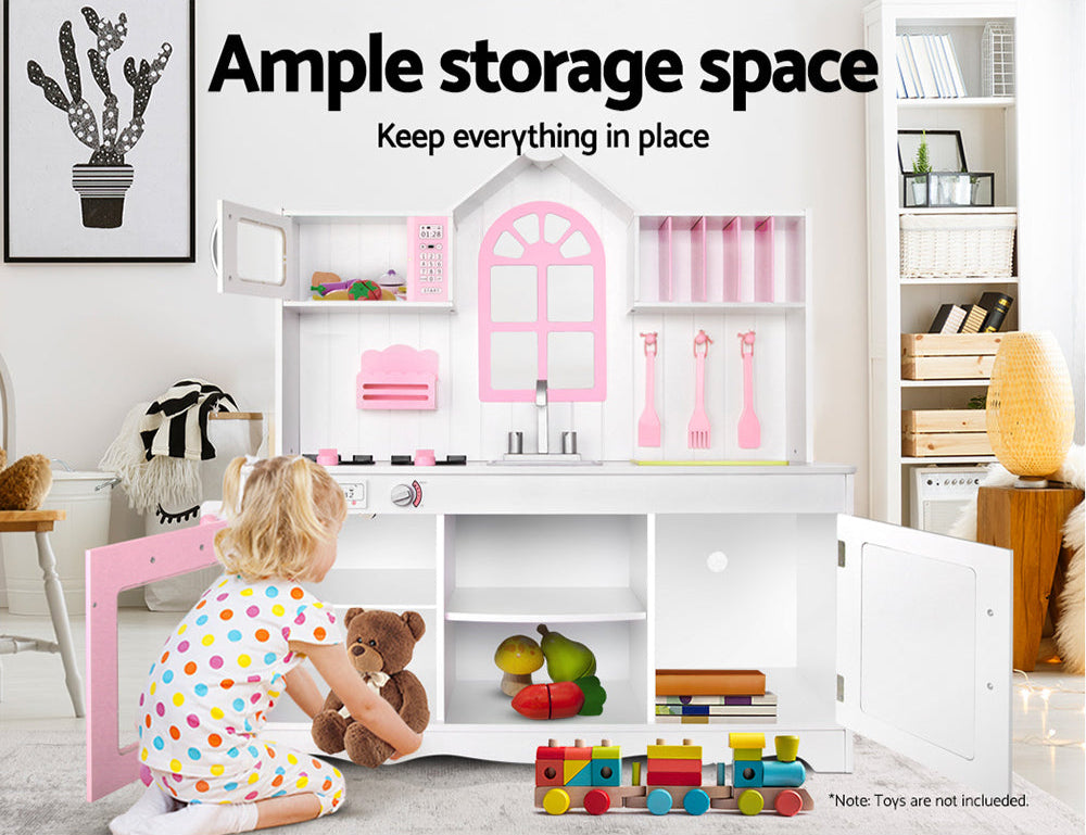- Kids Wooden Play Kitchen Set | Pretend Cooking Toy with Storage & Accessories Keezi Baby & Kids > Baby & Kid's Toys > Pretend Play
