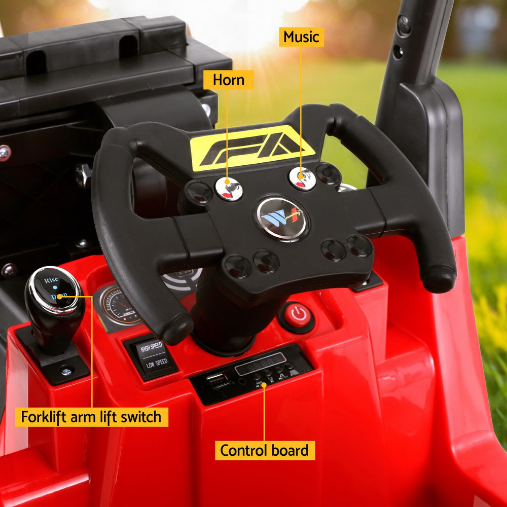 - Kids Electric Ride-On Forklift – 12V Battery-Powered Loader with Remote & Seatbelt (Red) Rigo Baby & Kids > Ride On Cars, Go-karts & Bikes > Ride On Cars