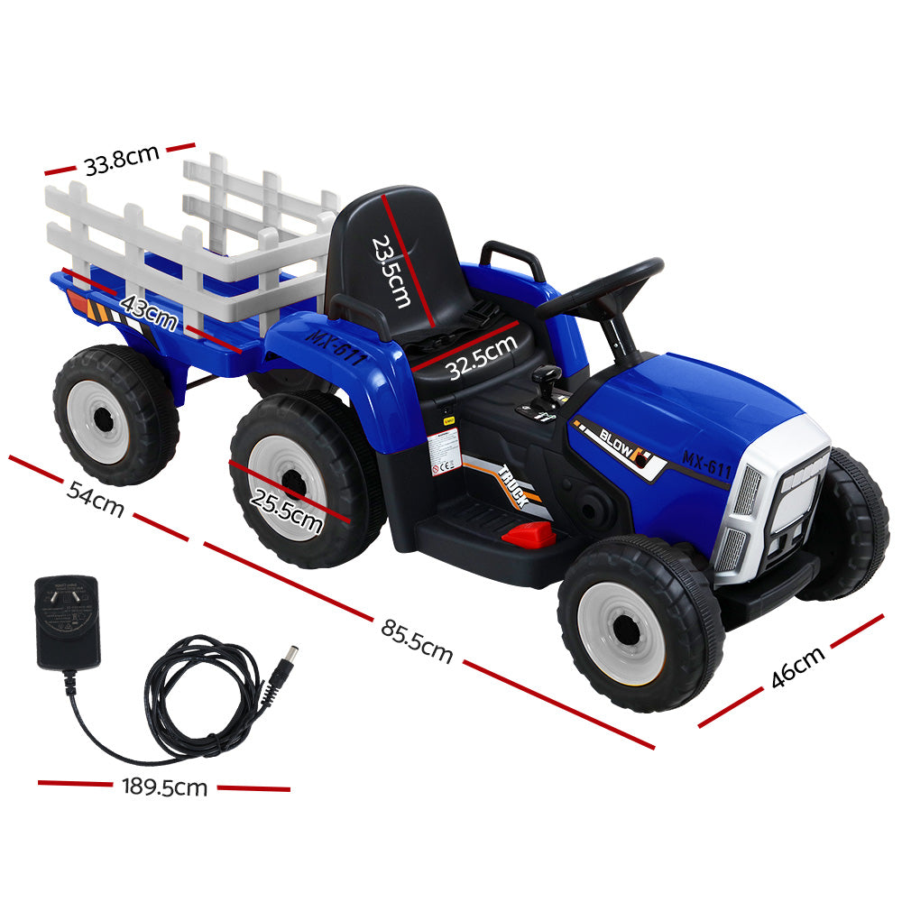 - Electric Electric Ride On Tractor with Trailer | 12V – Blue Baby Stork Baby & Kids > Ride On Cars, Go-karts & Bikes > Ride On Cars