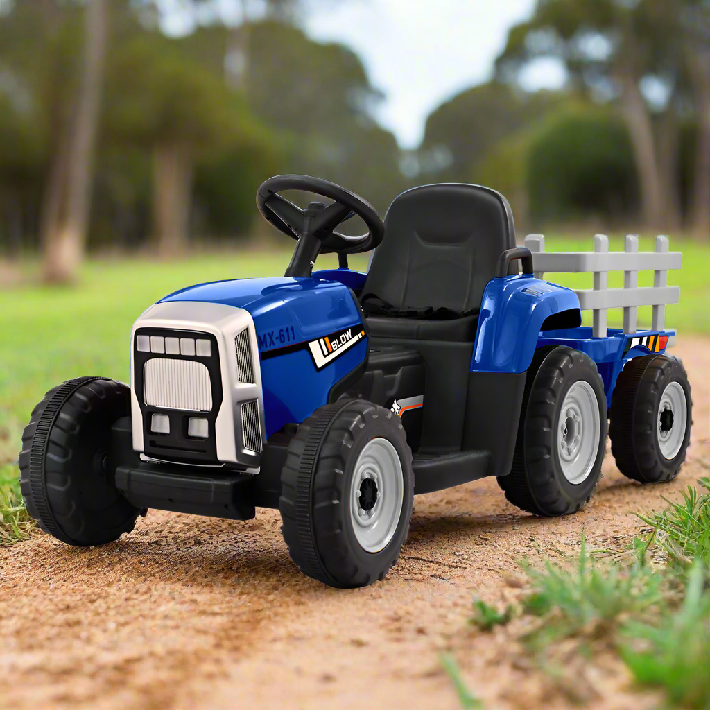- Electric Electric Ride On Tractor with Trailer | 12V – Blue Baby Stork Baby & Kids > Ride On Cars, Go-karts & Bikes > Ride On Cars