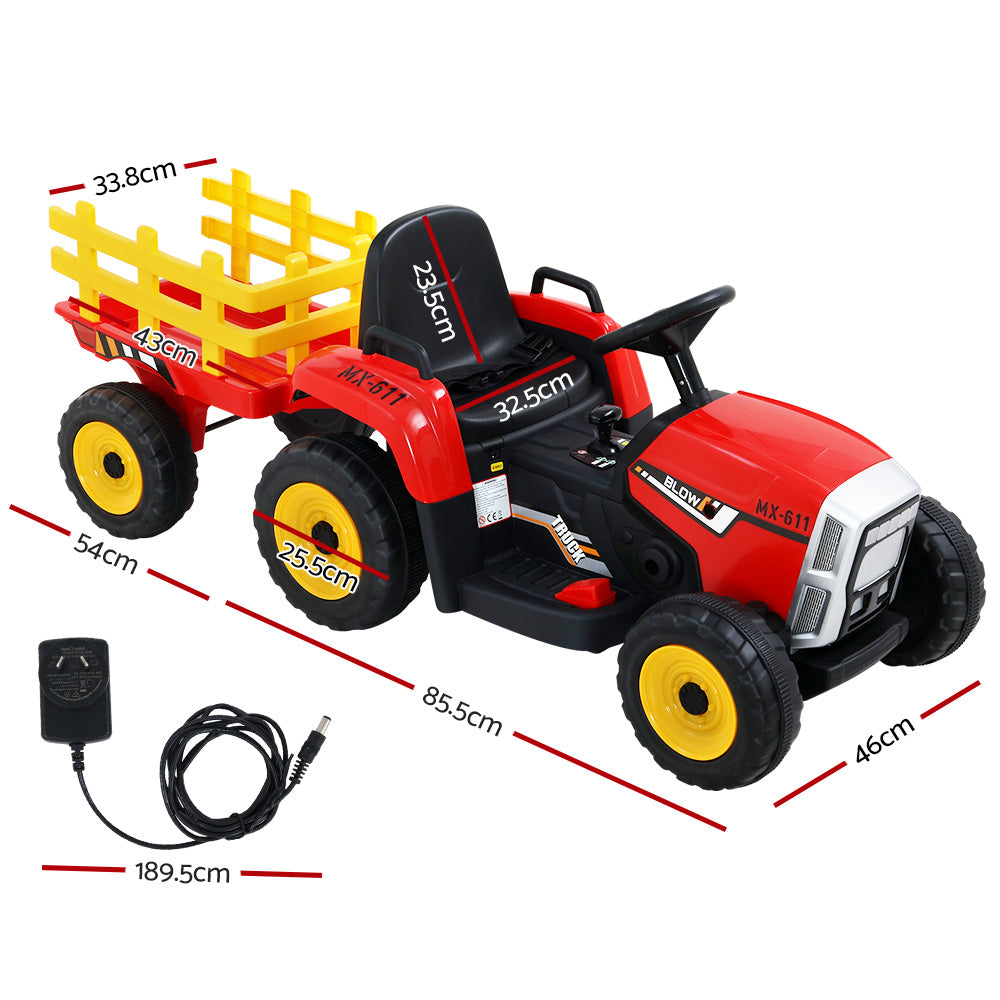 - Electric Electric Ride On Tractor with Trailer | 12V – Red Baby Stork Baby & Kids > Ride On Cars, Go-karts & Bikes > Ride On Cars