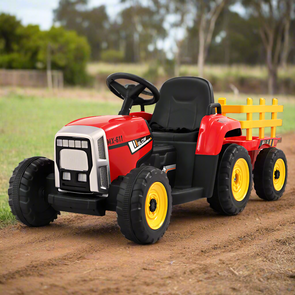 - Electric Electric Ride On Tractor with Trailer | 12V – Red Baby Stork Baby & Kids > Ride On Cars, Go-karts & Bikes > Ride On Cars
