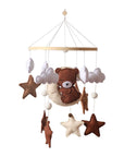 - Bear Cuddling the Moon & Night Sky Felt Nursery Mobile Baby Stork Baby Mobile