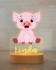 Pig Warm Light - Personalised Zoo Friends Night Light Custom Name LED Lamp for Kids Baby Stork Night Light