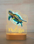 Turtle Warm Light - Personalised Zoo Friends Night Light Custom Name LED Lamp for Kids Baby Stork Night Light