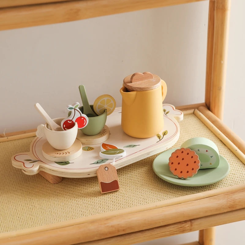 Toddler Wooden Afternoon Tea Party Set Imaginative Play