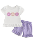 Purple - Ice Cream Appliqué Shorts Set Baby Stork