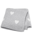 Grey - Soft Knit Love Heart Blanket Baby Stork Swaddling & Receiving Blankets