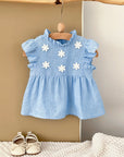 - Blue Daisy Flutter Dress – Sweet Ruffle Detail Baby Stork