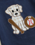 Dog & Baseball Top with Checked Shorts Set