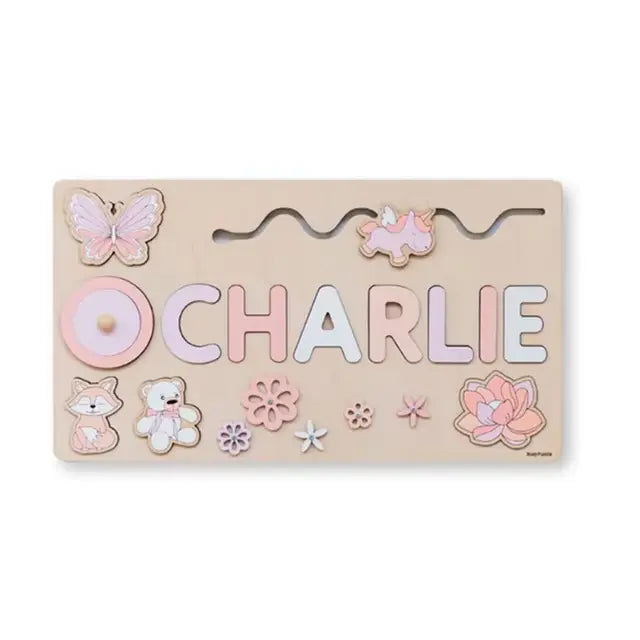 Style 6 - Custom Personalised Name Puzzle - Educational Wooden Toy Baby Stork Puzzles