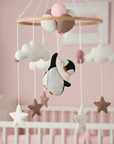 - Penguin Baby Mobile with Pink Balloons | Pink Nursery Mobile Decor Baby Stork