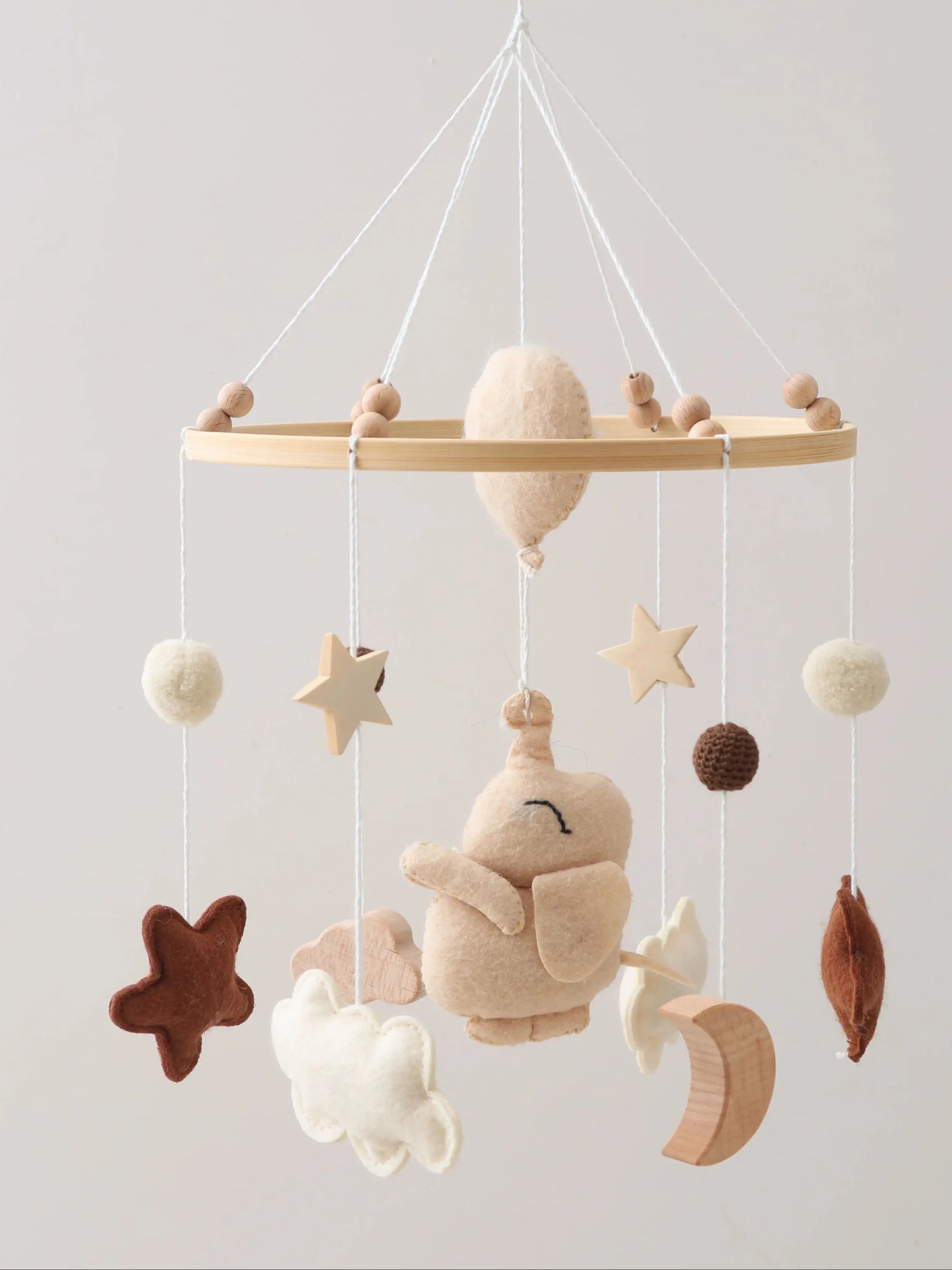 - Neutral Bear & Moon Baby Mobile – Natural Nursery Decor Baby Stork Baby Mobile