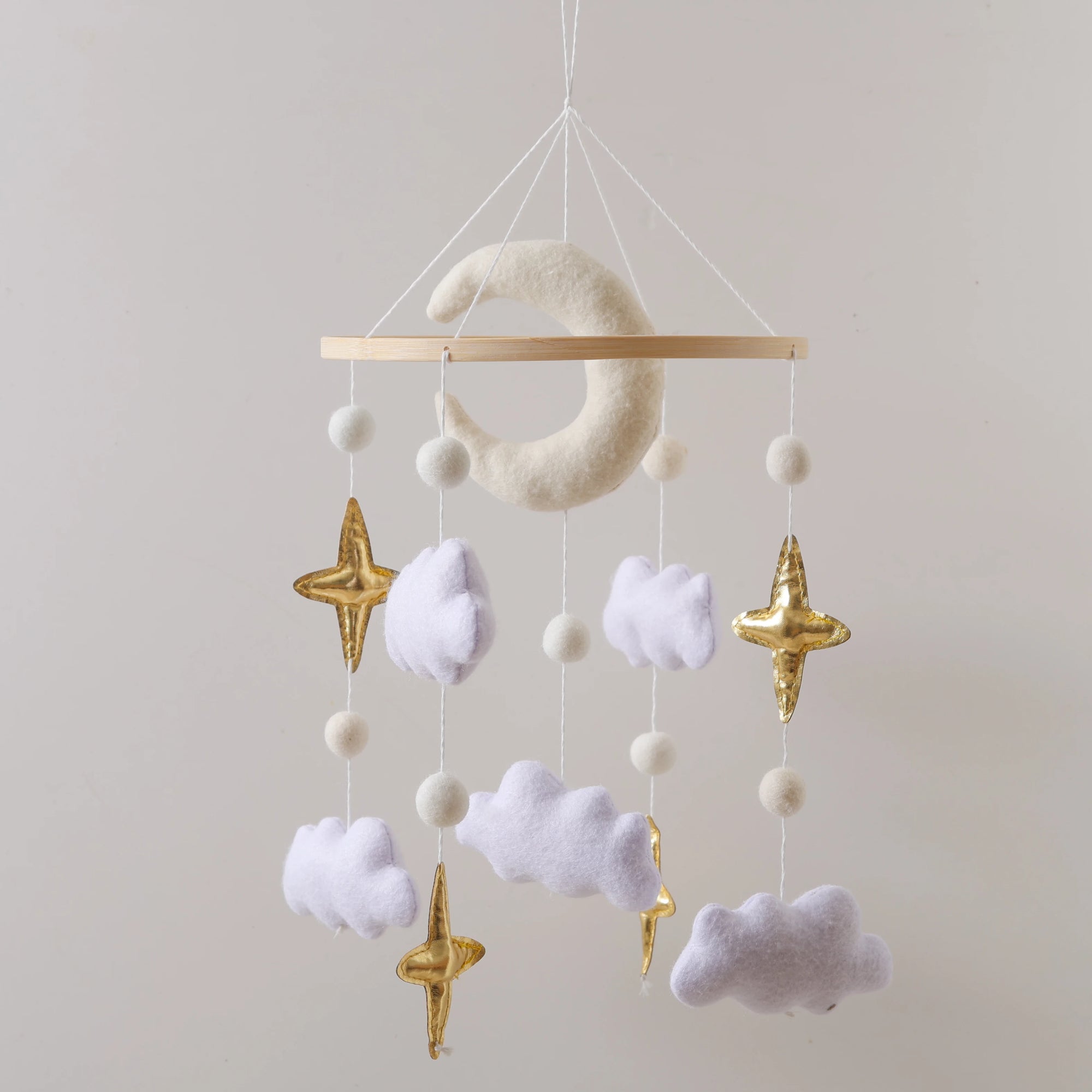 - Moon, Cloud & Gold Star Baby Mobile – Elegant Nursery Decor Baby Stork Baby Mobile