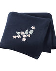 Black - Floral Embroidered Baby Blanket – 90 × 70 cm | Ultra-Soft | 6 Elegant Colours Baby Stork