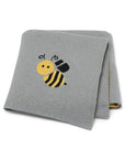 Grey - Soft Knit Busy Bee Blanket Baby Stork Swaddling & Receiving Blankets