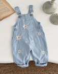 - Daisy Embroidered Overalls – Soft Blue Cotton Baby Stork