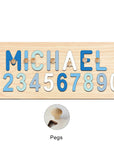 - Custom Wooden Name & Number Puzzle – Personalised Educational Toy Baby Stork