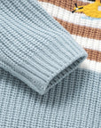 - Light Blue Vehicle Knit Sweater – Soft & Warm Striped Baby Jumper Baby Stork